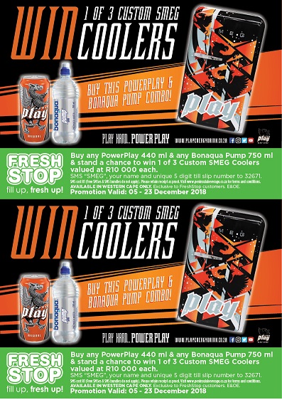 Caltex Freshstop Bonaqua Pump & PowerPlay “WIN 1 of 3 SMEG coolers to the value of R10 000 each” 