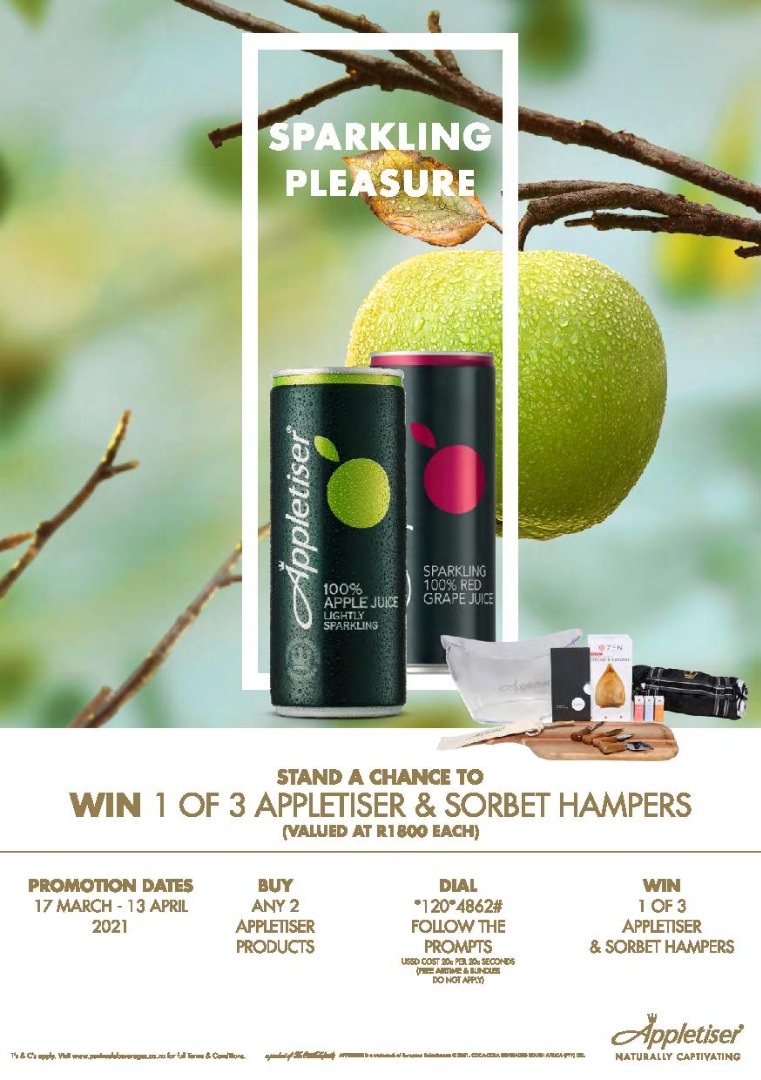 Stand a chance to win 1 of 3 Appletiser and Sorbet Hampers valued at R1800 each