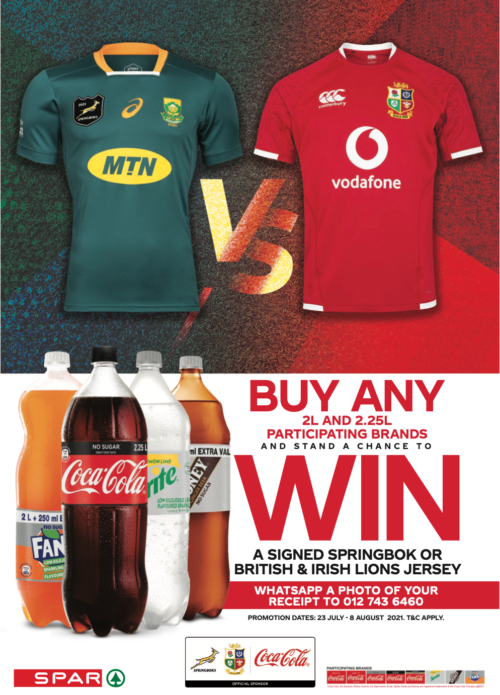 Stand a chance to WIN a signed Springbok or British & Irish Lions Jersey with Spar