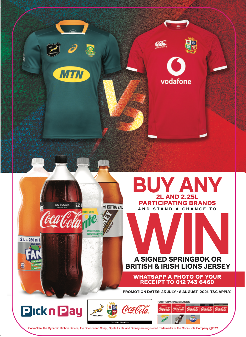 Stand a chance to WIN a signed Springbok or British & Irish Lions Jersey with Pick n Pay