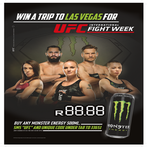 Buy any Monster Energy 500ml and WIN a trip to Las Vegas for UFC International week