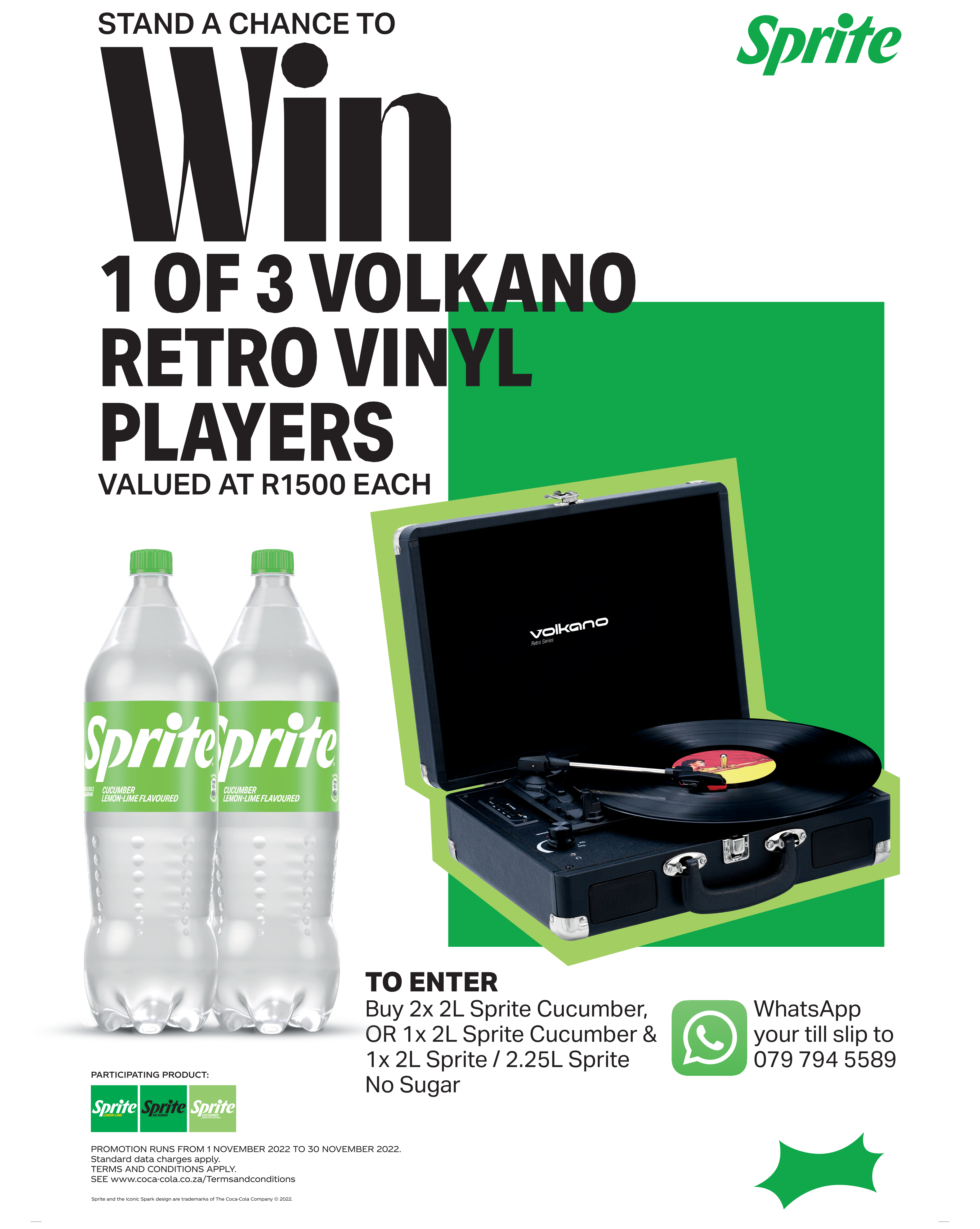 Stand a chance to win 1 of 3 Volkano Retro Portable Vinyl Players worth R1500